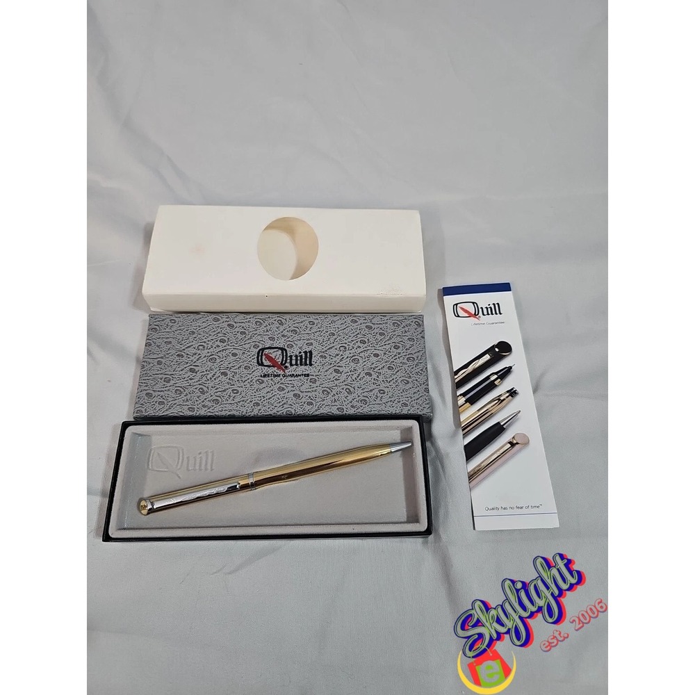 Quill Vintage Silver & Gold Ballpoint Pen USA NYSUT Logo Teachers Union‎ NICE